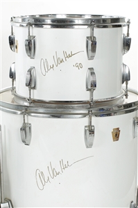 Van Halen 1990 Alex Van Halen Signed, Owned, & Runaround Music Video Used White Ludwig Drumkit w COA