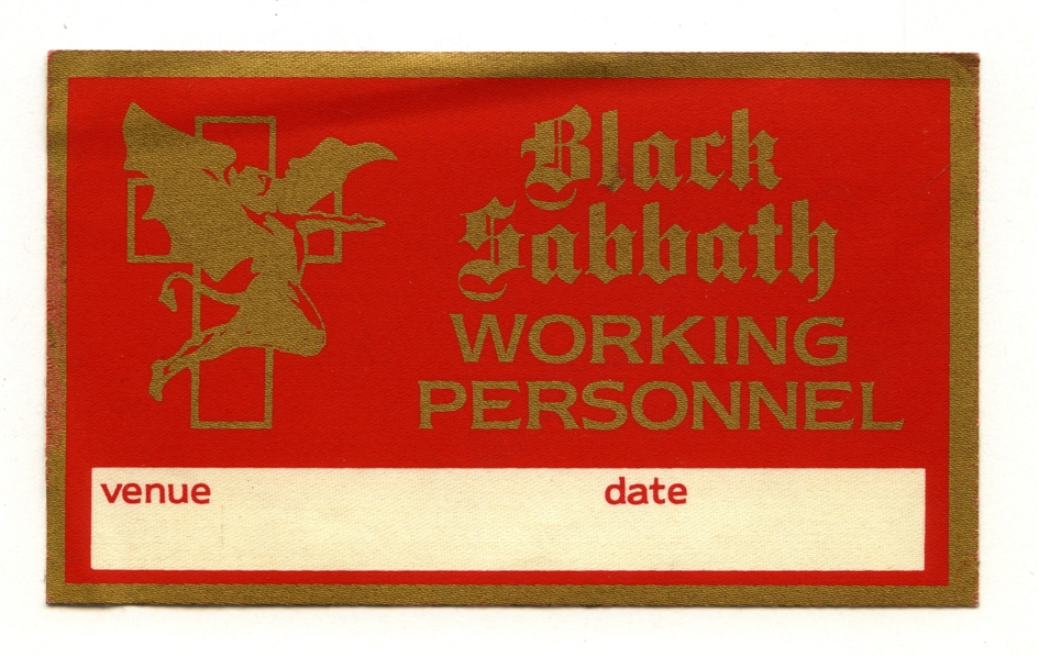 Black Sabbath 1992 Working Personnel Backstage Pass w/COA