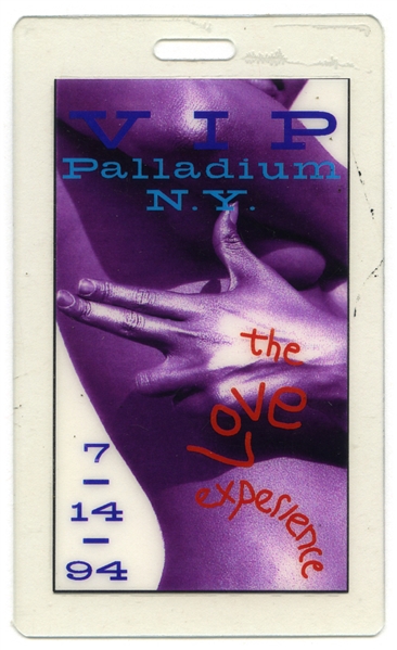 Prince 1994 VIP Pass From The New York Palladium For The Love Experience w/COA