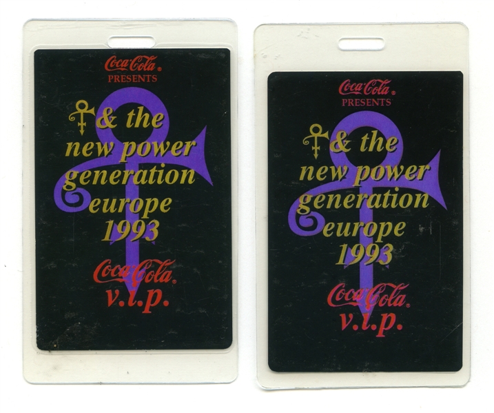 Prince 1993 Lot of 2 New Power Generation Europe VIP Backstage Passes w/COA