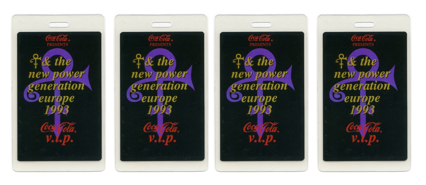 Prince 1993 Bulk Lot of 4 New Power Generation Europe Tour VIP Backstage Passes w/COA