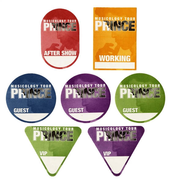 Prince 2004 Lot of 7 Musicology Stick-On Passes w/COA