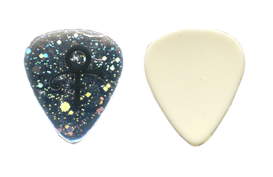 Prince 1990s Single Silver Foiled Coated Black Symbol Guitar Pick w/COA
