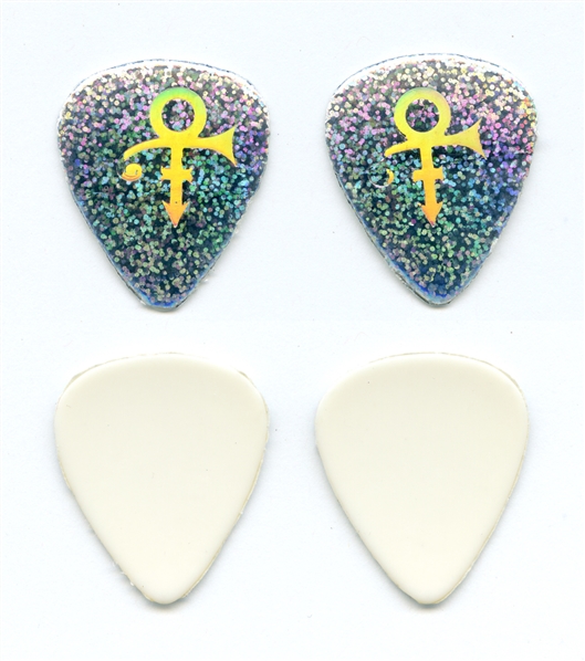 Prince 1990s Two Silver Foiled Coated Gold Symbol Guitar Picks w/COA