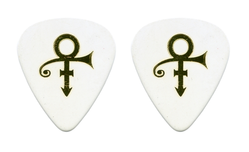 Prince 1990s One Gold Symbol White Guitar Pick w/COA