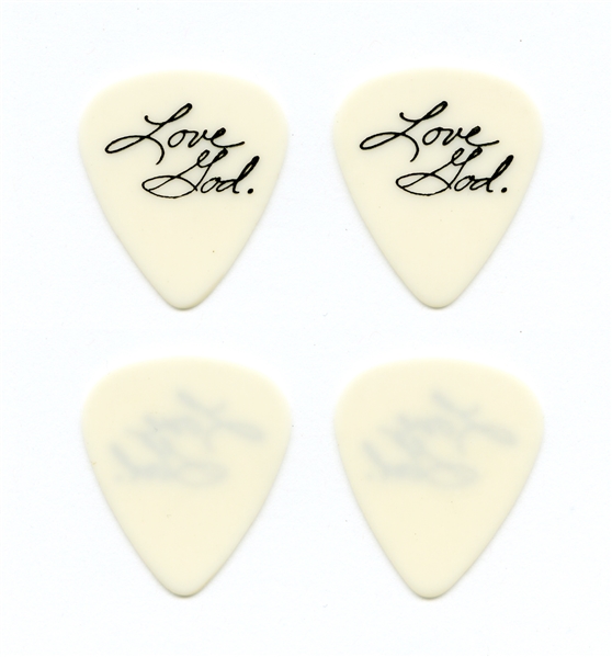 Prince 1980s - 1990s Lot of 2 Black Printed Love God White Guitar Picks w/COA