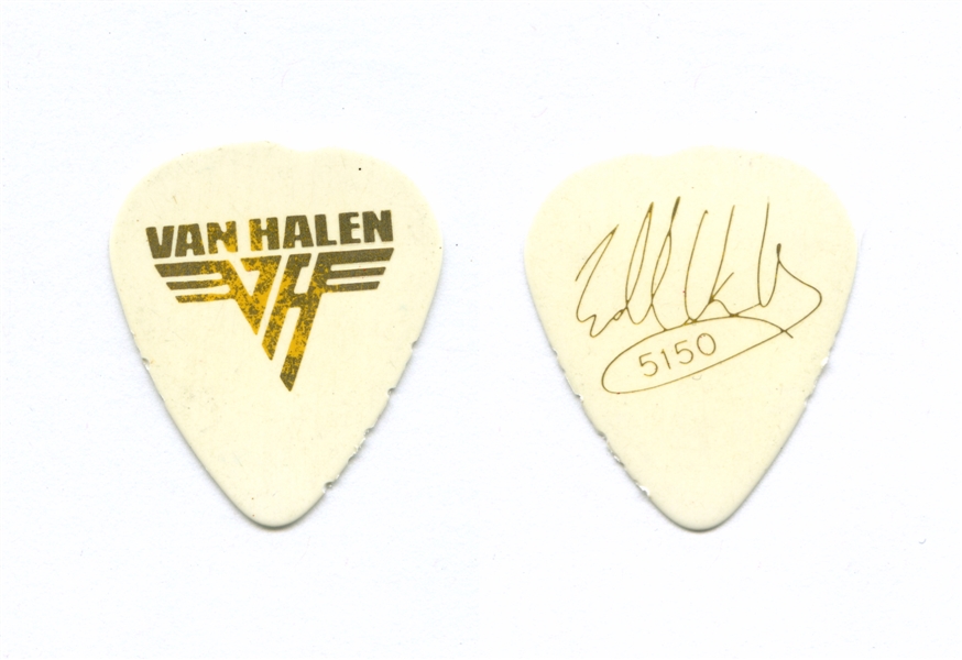 Van Halen 1986 Edward Van Halen Stage Used 5150 White & Gold Tour Guitar Pick w/COA