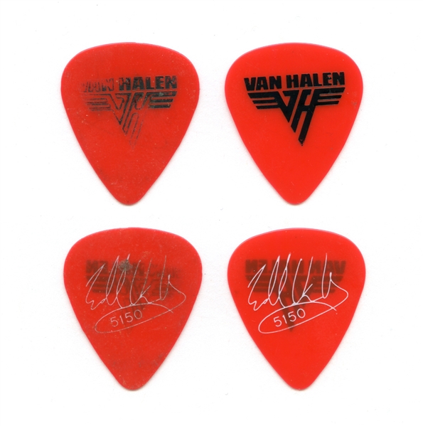 Van Halen 1986 Lot of Two Stage Used Edward Van Halen 5150 Tour Red Guitar Picks w/COA