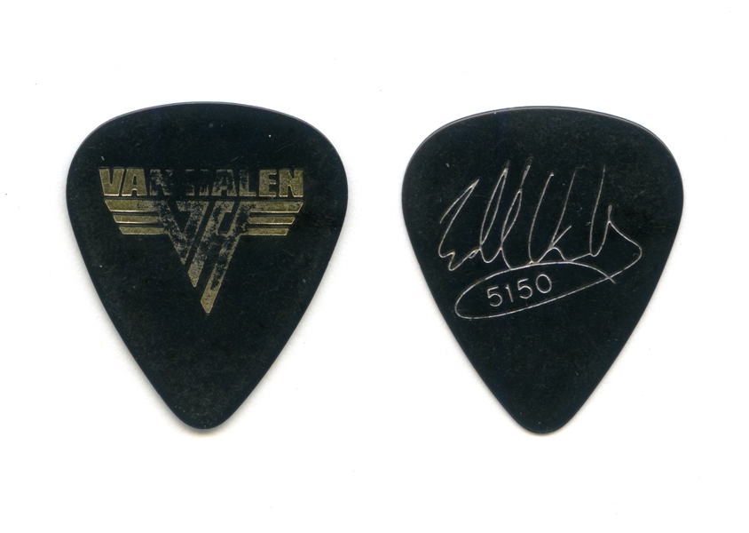 Van Halen 1986 Edward Van Halen Black & Gold Stage Used 5150 Guitar Pick w/COA