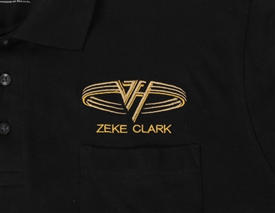 Van Halen 1990s Embroidered Polo Style Black Crew Shirt w/COA