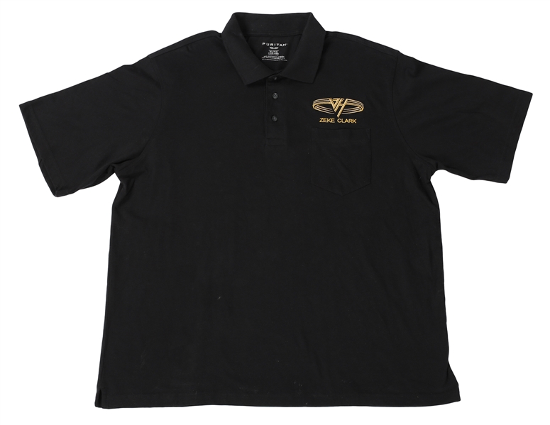 Van Halen 1990s Embroidered Polo Style Black Crew Shirt w/COA