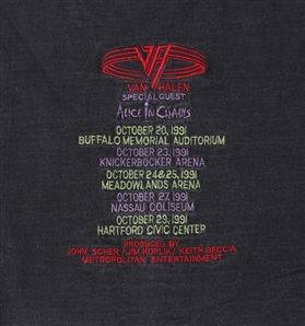 Van Halen 1991 Long Sleeved Rear Embroidered Promoter Shirt w/COA