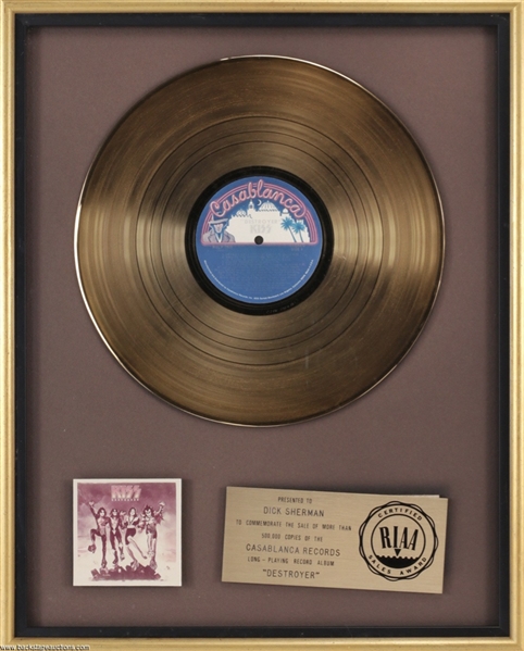 KISS 1976 Destroyer RIAA Gold Record Award Presented to Dick Sherman
