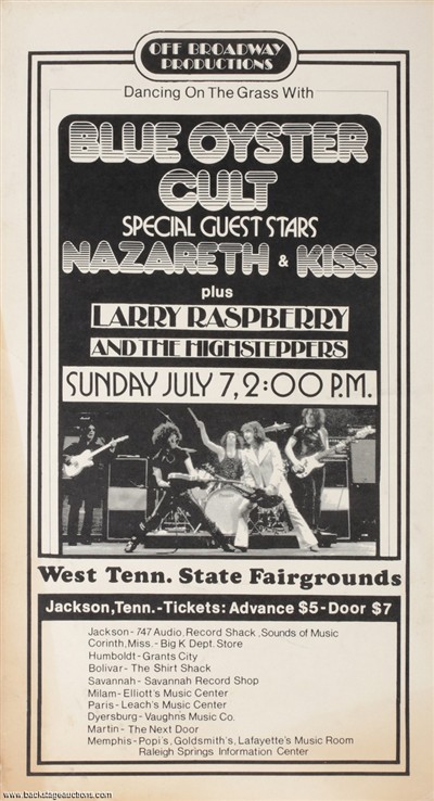 Blue Oyster Cult, Nazareth & KISS 1974 Tennessee Canceled Concert Poster