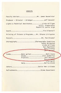 Van Halen 1971 Arcadia High School May Show Program with Alex Van Halen & Mark Stone With COA