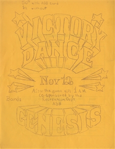 Van Halen 1971 Genesis Victory Dance Mimeograph Flyer With COA