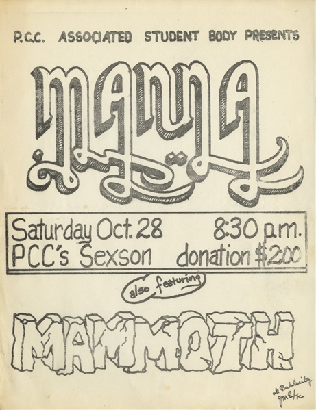 Van Halen 1972 PCC Sexson Auditorium Mammoth Concert Flyer with Clipping With COA
