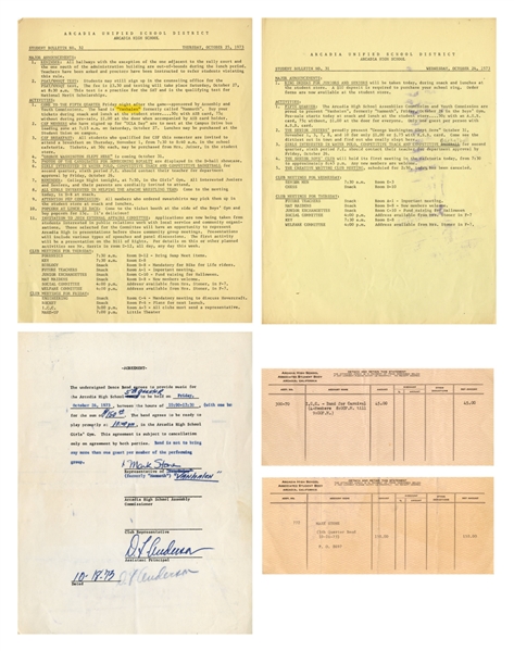 Van Halen 1973 Arcadia High School Mark Stone Signed Earliest Concert as Van Halen Paperwork With COA