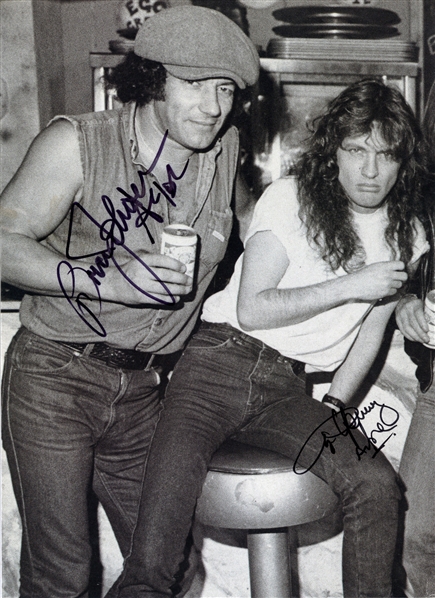 AC/DC Brian Johnson & Angus Young Autographed Mounted Poster Cut w COA