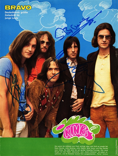 Kinks 1971 3x Autographed German Bravo Magazine Cut