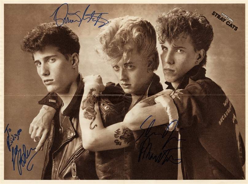 Stray Cats 1981 Fully Band Autographed Popcorn German Magazine Poster