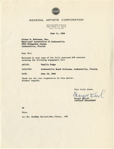 Vanilla Fudge 1968 Vince Martell Signed Jacksonville FL Concert Contract