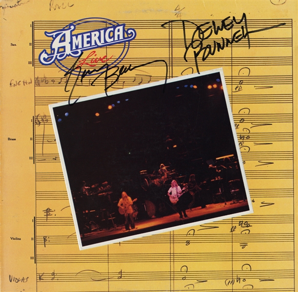 America 1977 Live LP Autographed by Gerry Beckley & Dewey Bunnell