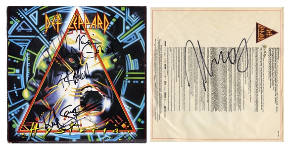Def Leppard 1987 Hysteria Fully Band Autographed LP w COA
