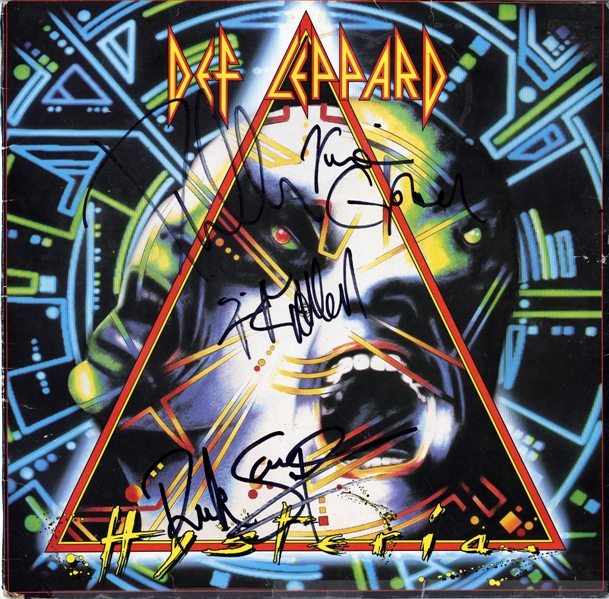 Def Leppard 1987 Hysteria Fully Band Autographed LP w COA