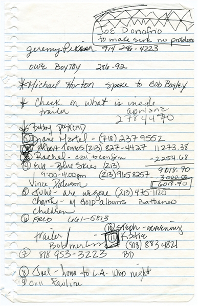 Madonna 2002 Handwritten Notebook Page
