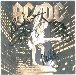 AC/DC 2000 Four Times Autographed Stiff Upper Lip CD Booklet (No CD) w COA