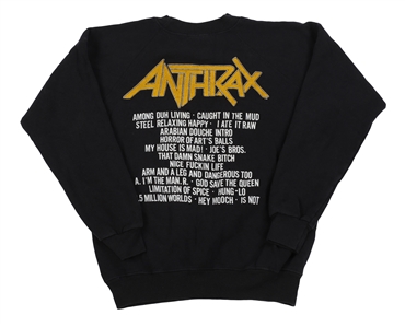 Anthrax 1987 Dan Spitz Owned Among the Living Tour Embroidered Crew Sweatshirt