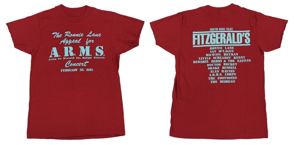 Ian McLagan 1985 A.R.M.S. Concert Shirt From Houston, TX
