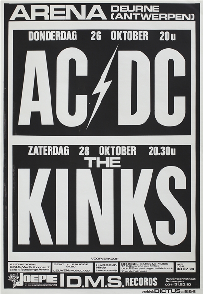 AC/DC 1978 Powerage Tour Belgium Concert Poster