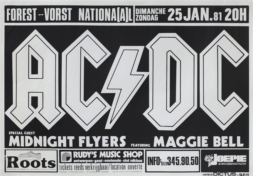 AC/DC 1981 For Those About To Rock World Tour Brussels Concert Poster