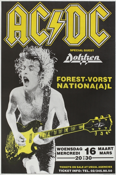 AC/DC 1988 Blow Up Your Video World Tour Brussels Concert Poster