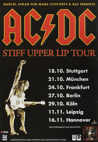 AC/DC 2000 Stiff Upper Lip German Tour Dates Concert Poster