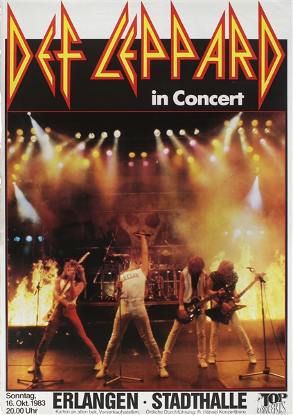 Def Leppard 1983 Pyromania European Tour Erlangen Germany Concert Poster