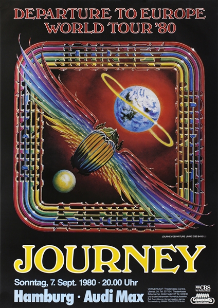 Journey 1980 Departure To Europe Hamburg Germany Concert Poster