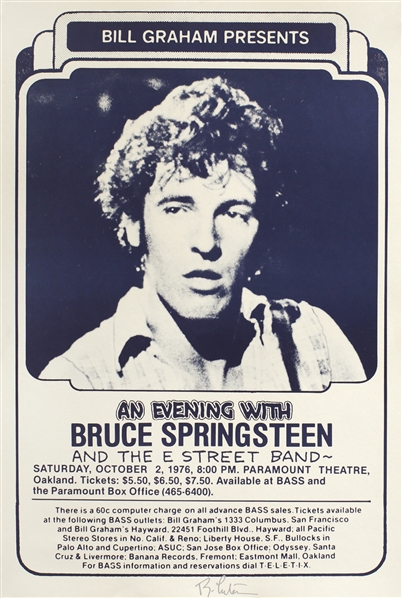 Bruce Springsteen 1976 Concert Poster Paramount Theatre October 2 Signed by Randy Tuten