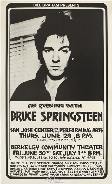 Bruce Springsteen 1978 Randy Tuten Signed San Jose & Berkeley Concert Poster
