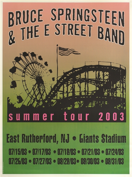 Bruce Springsteen 2003 Summer Tour New Jersey Homestand Concert Poster