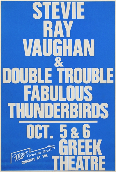 Stevie Ray Vaughan 1988 Greek Theatre Berkely With The Fabulous Thunderbirds Boxing Poster