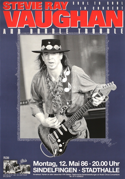 Stevie Ray Vaughan 1986 Soul To Soul In Concert Sindelfingen Germany Concert Poster Blue
