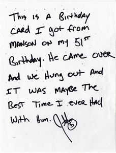 Marilyn Manson John5 2021 Manson Birthday Card To John5 With Letter For His 51st Birthday