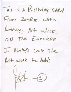 Rob Zombie 2000s-2020s Birthday Card To John5 With Provenance