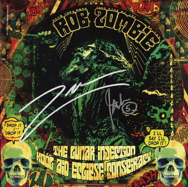 Rob Zombie 2021 Twice Autographed The Lunar Injection Kool Aid Eclipse Conspiracy Album With Blue/Bottle Green Splatter Vinyl