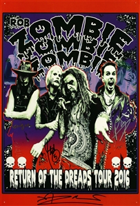 Rob Zombie 2016 Band Autographed Return of The Dreads Tour Poster