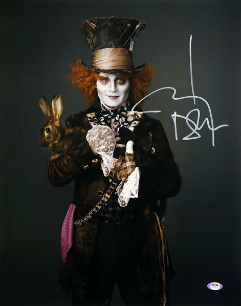 Johnny Depp Autographed Alice In Wonderland Mad Hatter Photo (w/ PSA COA)