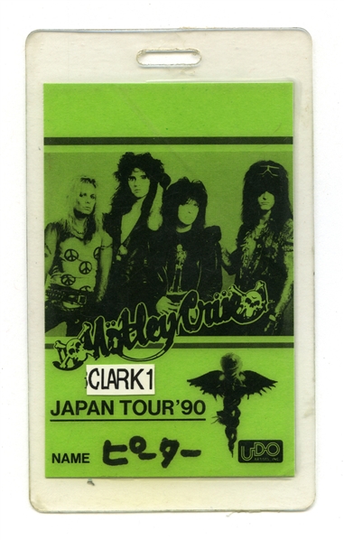 Motley Crue 1990 Japanese Tour Crew Pass Issued To Zeke Clark w/COA